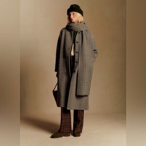 NWT Sézane Kais Coat in Green and Brown Check